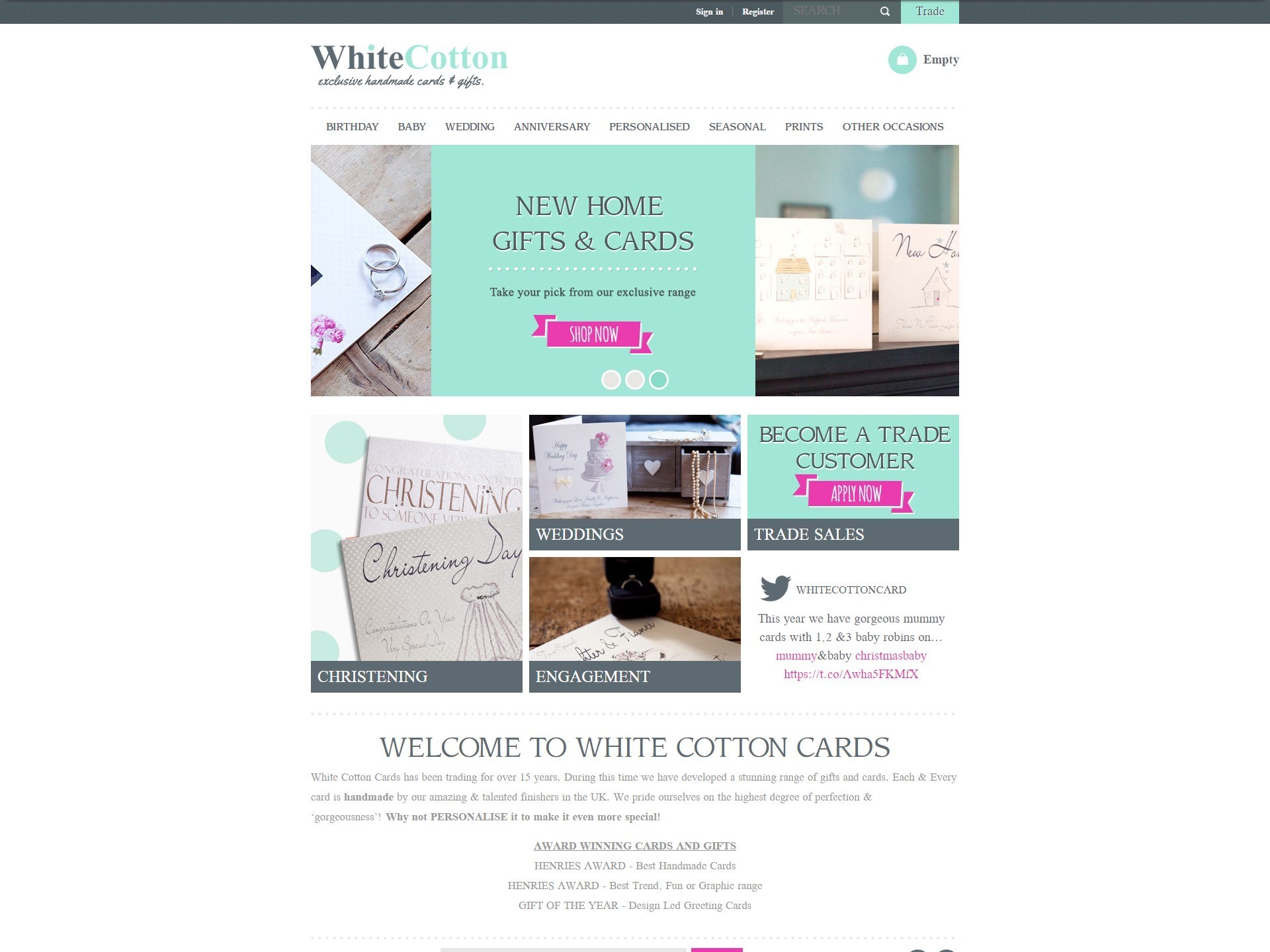 The previous White Cotton site, shown on desktop