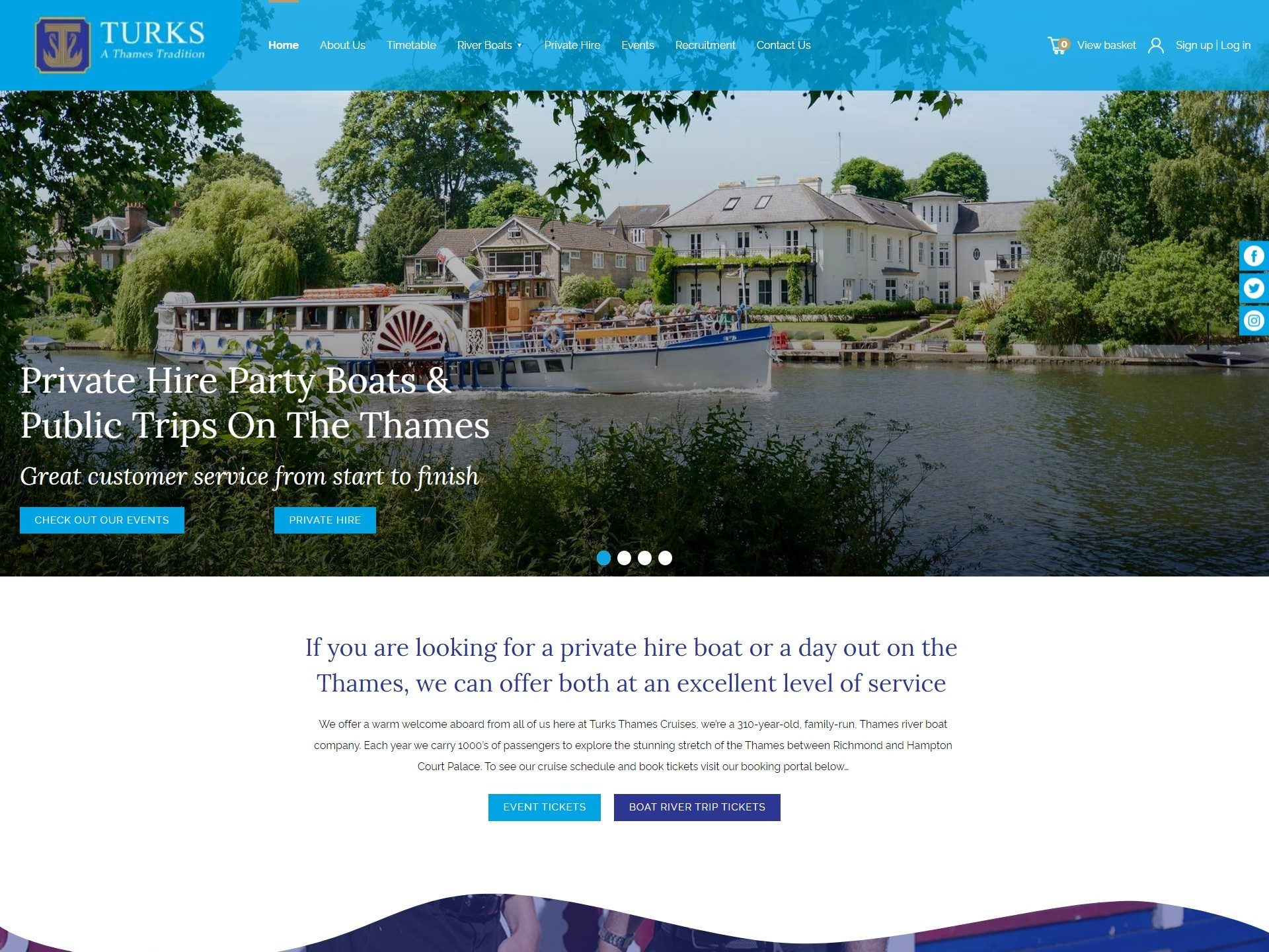 The new Turks website for private hire boats, designed by it'seeze, displayed on desktop